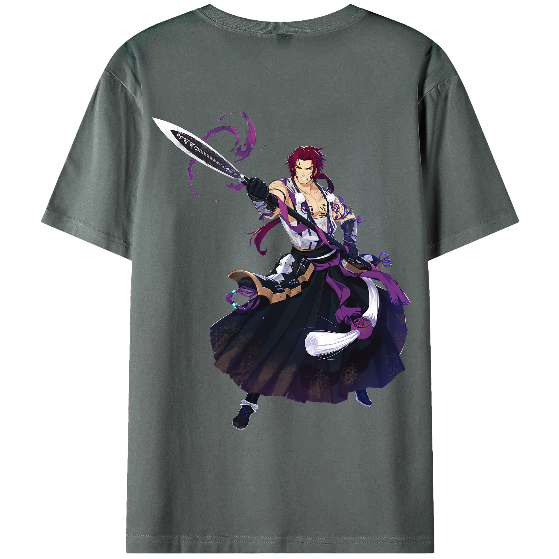 （画像用） 刀剣乱舞 Touken Ranbu 綿100％ メンズ半袖Tシャツ（バックプリント） 通気性